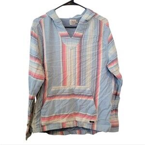 Faherty Cove Sweater Poncho Hoodie Striped Blue Pink White Womens Size Small